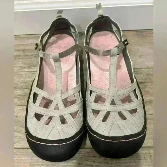 Jsport light grey, pink and black strap sandals size 8 - Picture 1 of 7